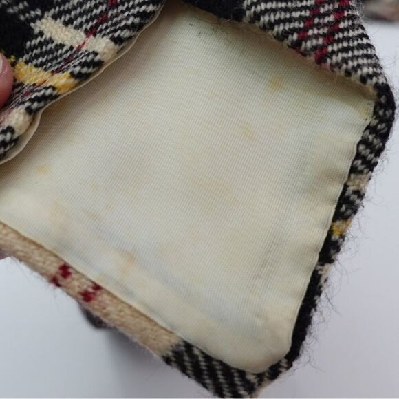 Matt Andrew 100% Wool Mens Tie Necktie Plaid Preppy Crème Black Red Yellow - Picture 6 of 9